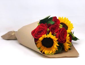 Roses with Sunflowers in a Bouquet